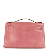 Pre-owned Hermes Kelly Pochette 5P Bubblegum Niloticus Lizard Palladium Hardware