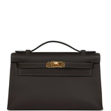 Hermes Kelly Pochette Ebene Swift Gold Hardware