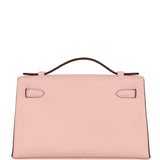 Pre-owned Hermes Kelly Pochette Rose Sakura Swift Palladium Hardware