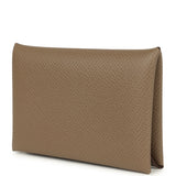 Hermes Calvi Card Holder Etoupe Epsom Palladium Hardware