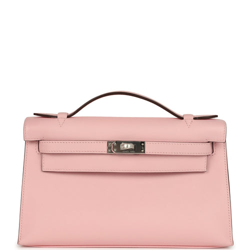 Hermes Kelly Pochette Rose Sakura Swift Palladium Hardware