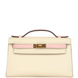 Hermes Special Order (HSS) Kelly Pochette Nata and Rose Sakura Swift Gold Hardware