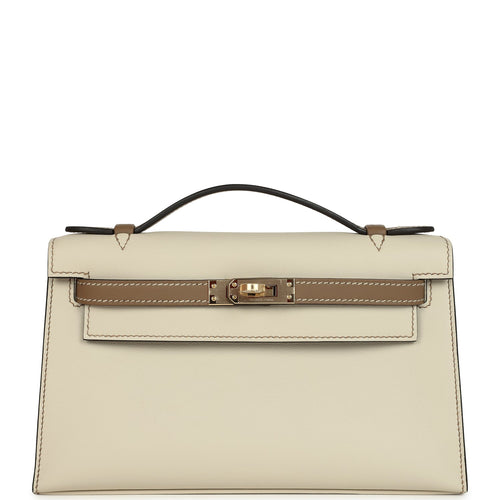 Hermes Special Order (HSS) Kelly Pochette Beton and Beige de Weimar Swift Permabrass Hardware