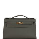 Hermes Special Order (HSS) Kelly Pochette Gris Meyer Verso Swift Permabrass Hardware