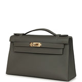 Hermes Special Order (HSS) Kelly Pochette Gris Meyer Verso Swift Permabrass Hardware