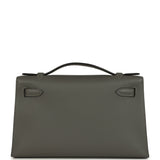 Hermes Special Order (HSS) Kelly Pochette Gris Meyer Verso Swift Permabrass Hardware