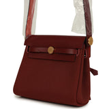 Hermes Herbag Zip 20 Mini Rouge H Toile Militaire Canvas and Vache Hunter Gold Hardware