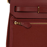 Hermes Herbag Zip 20 Mini Rouge H Toile Militaire Canvas and Vache Hunter Gold Hardware