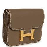 Hermes Constance Slim Compact Wallet Etoupe Evercolor Gold Hardware