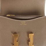 Hermes Constance Slim Compact Wallet Etoupe Evercolor Gold Hardware