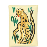 Hermes "Spring Panther" Calvi Duo Card Holder Jaune Milton Swift Palladium Hardware