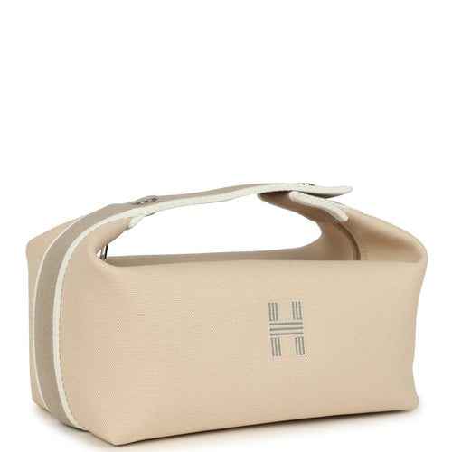Hermes Bride-A-Brac Case PM Neutral Toile Canvas Palladium Hardware