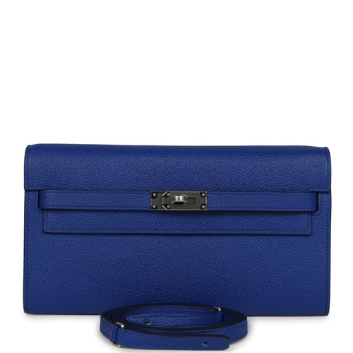 Hermes Kelly Wallet To Go Bleu Royal Epsom Palladium Hardware