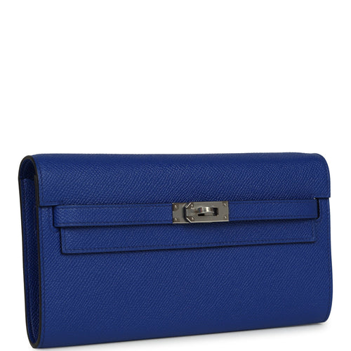 Hermes Kelly Wallet To Go Bleu Royal Epsom Palladium Hardware