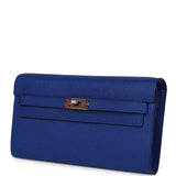 Hermes Kelly Wallet To Go Bleu Royal Epsom Palladium Hardware