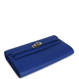 Hermes Kelly Wallet To Go Bleu Royal Epsom Palladium Hardware