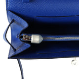 Hermes Kelly Wallet To Go Bleu Royal Epsom Palladium Hardware