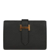 Hermes Bearn Mini Wallet Black Epsom Gold Hardware