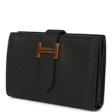 Hermes Bearn Mini Wallet Black Epsom Gold Hardware