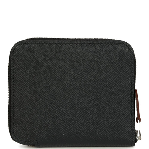 Hermes Silk'In Compact Wallet Black Epsom Palladium Hardware