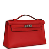 Hermes Kelly Pochette Rouge Radieux Swift Palladium Hardware