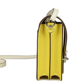 Hermes Mini Sac Roulis Bi-color White and Lime Evercolor Palladium Hardware