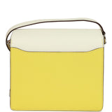 Hermes Mini Sac Roulis Bi-color White and Lime Evercolor Palladium Hardware