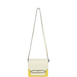 Hermes Mini Sac Roulis Bi-color White and Lime Evercolor Palladium Hardware