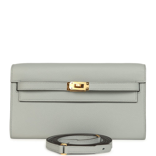 Hermes Kelly Wallet To Go Bleu Glacier Evercolor Gold Hardware