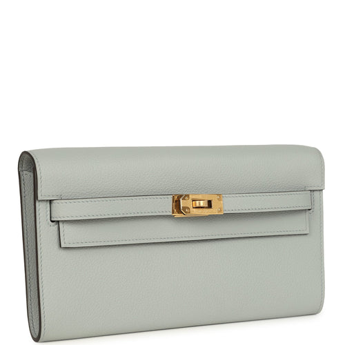 Hermes Kelly Wallet To Go Bleu Glacier Evercolor Gold Hardware