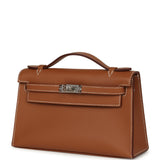 Hermes Kelly Pochette Gold Swift Palladium Hardware
