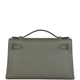 Pre-owned Hermes Kelly Pochette Gris Meyer Swift Paladium Hardware
