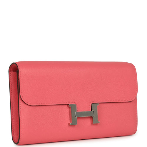 Hermes Constance Wallet To Go Rose Azalee Evercolor Palladium Hardware
