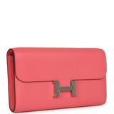 Hermes Constance Wallet To Go Rose Azalee Evercolor Palladium Hardware