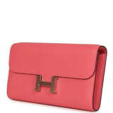 Hermes Constance Wallet To Go Rose Azalee Evercolor Palladium Hardware