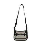 Hermes Mini Jypsiere Black and Ecru Toile H Black Swift Palladium Hardware