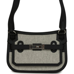 Hermes Jypsiere Mini Black and Ecru Toile H Black Swift Palladium Hardware