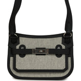 Hermes Mini Jypsiere Black and Ecru Toile H Black Swift Palladium Hardware