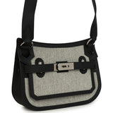 Hermes Mini Jypsiere Black and Ecru Toile H Black Swift Palladium Hardware