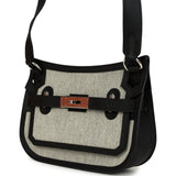 Hermes Mini Jypsiere Black and Ecru Toile H Black Swift Palladium Hardware
