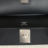 Hermes Mini Jypsiere Black and Ecru Toile H Black Swift Palladium Hardware