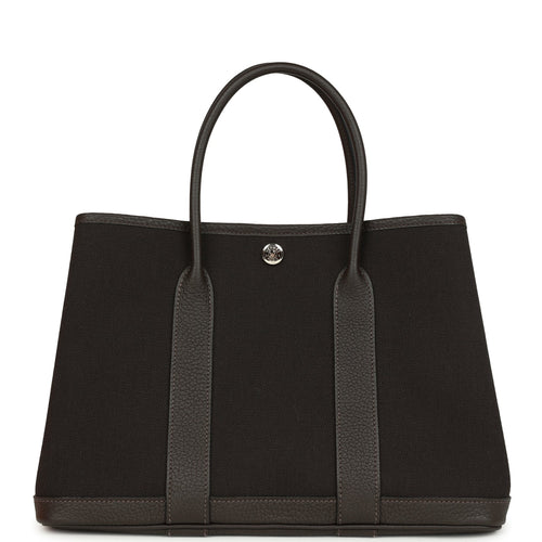 Hermes Garden Party 30 Ebene Toile Officier Canvas and Negonda Palladium Hardware