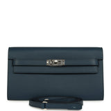 Hermes Kelly Wallet To Go Bleu De Prusse Evercolor Palladium Hardware - Thumbnail View 1