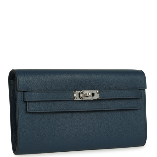 Hermes Kelly Wallet To Go Bleu De Prusse Evercolor Palladium Hardware