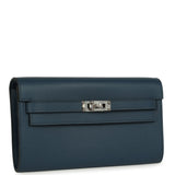 Hermes Kelly Wallet To Go Bleu De Prusse Evercolor Palladium Hardware - Thumbnail View 2