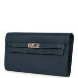 Hermes Kelly Wallet To Go Bleu De Prusse Evercolor Palladium Hardware - Thumbnail View 5