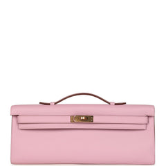 Hermes Kelly Cut Mauve Sylvestre Swift Rose Gold Hardware