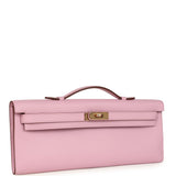 Hermes Kelly Cut Mauve Sylvestre Swift Rose Gold Hardware