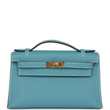 Hermes Kelly Pochette Blue Jean Swift Gold Hardware - Thumbnail View 1