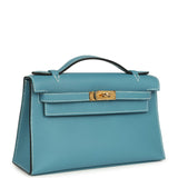 Hermes Kelly Pochette Blue Jean Swift Gold Hardware - Thumbnail View 2